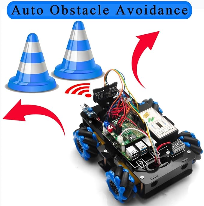 OSOYOO Mecanum Wheel Robot Car Kit for Raspberry Pi 3/4/5 STEM Remote Controlled DIY Coding Video Control Omni-Directional