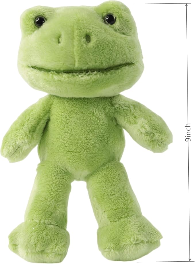 9Inch Green Frog Plush, Soft Frog Stuffed Animal Plush Toy, Kawaii Plush Doll, Cute Plushie with Cloths Toy Gift for Kids Children Birthday