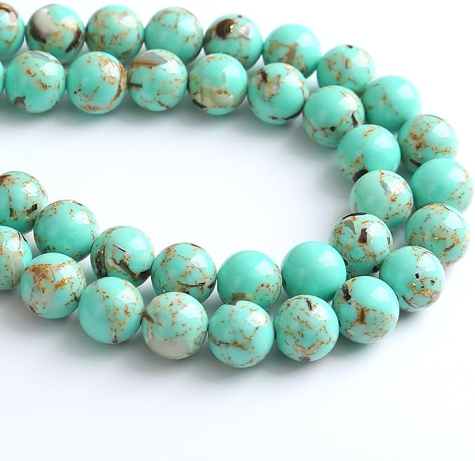 6MM 60PCS Peacock Blue Shell Turquoise Spacer Loose Beads for Jewelry Making DIY Bracelet Necklace