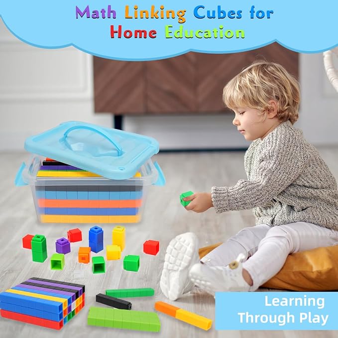 300 Pcs Linking Cubes for Kids, Counting Blocks with Storage Boxes, STEM Connecting Cubes Math Manipulatives for Preschool and Elementary Aged Kids