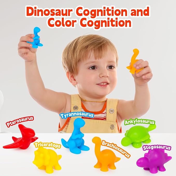 Dinosaur Toys,Color Sorting Toys for Toddlers,Montessori Education Learning Toy,Toddler Activities Sensory Training & Counting Games for 3 Year Old Boys Girls