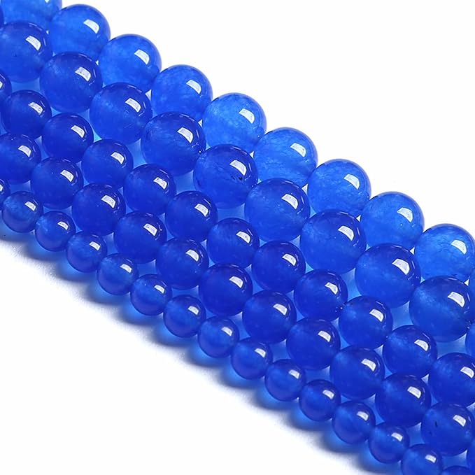 10MM 38PCS Deep Blue Chalcedony Natural Stone Loose Beads for Jewelry Making DIY Bracelet