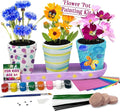 Pinwheel Crafts Flower Pot Painting Kit – Paint Your Own Kids Gardening Set with Seeds, Soil, 8 Paints, 2 Brushes & 3 Pots, DIY Plant Growing Kit for Kids Ages 8-12+, Kid Gardening Set