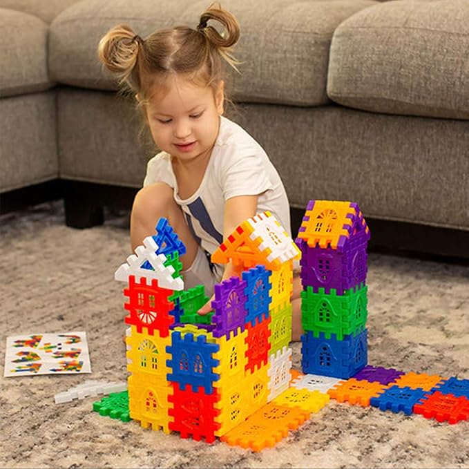 Waffle Blocks STEM Building Toys for Kids Ages 4-8, Large Kids Building Blocks with Toy Storage Container – Kindergarten Toys Preschool manipulatives Toddler Toys