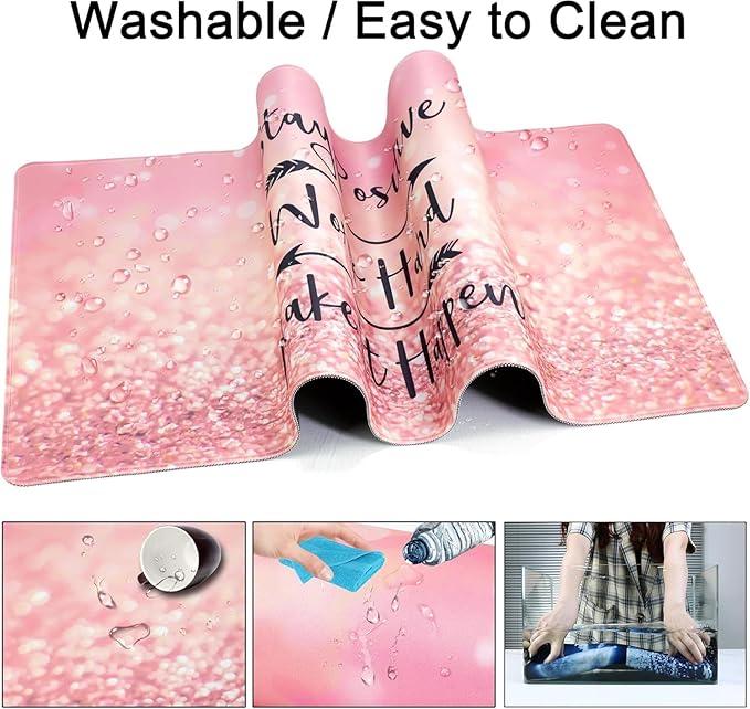 Stay Positive Desk Pad, Gaming Mouse Pad, Non-Slip Rubber Base, Stitched Edges，23.6x11.8 inch
