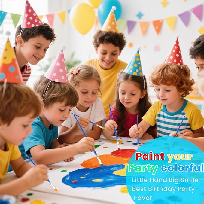 24 Pack Mini Acrylic Paint Set, 12 Colors Washable Acrylic Paint Strips with 24Pcs Painting Brushes for Kids&Adults Paint, 336 PCS Kids Painting Kit for Birthday Party Favor, Classroom, Art Gift
