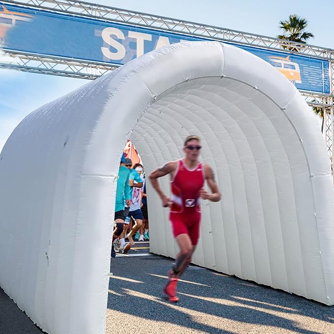 Inflatable Sports Tunnel Entrance with Built-in Blower – Advertising & Event Archway for Exhibitions, Shops, Supermarkets & Schools (White, 16x10x10Ft)