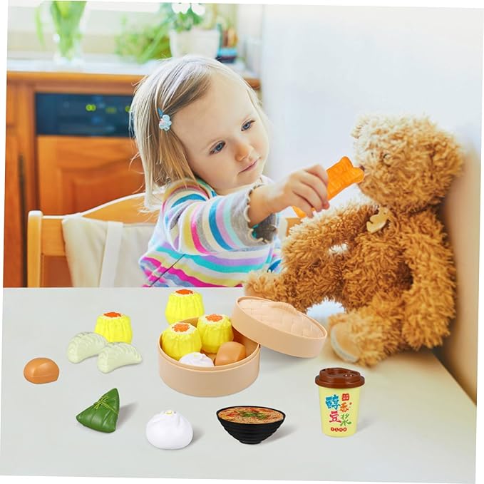 Chinese Breakfast Pretend Play Food Sets for Kids Kitchen 2 Sets Chinese Breakfast Mini Food Play Set Children Pretend Play Toy for Children Family Dollhouse Furniture
