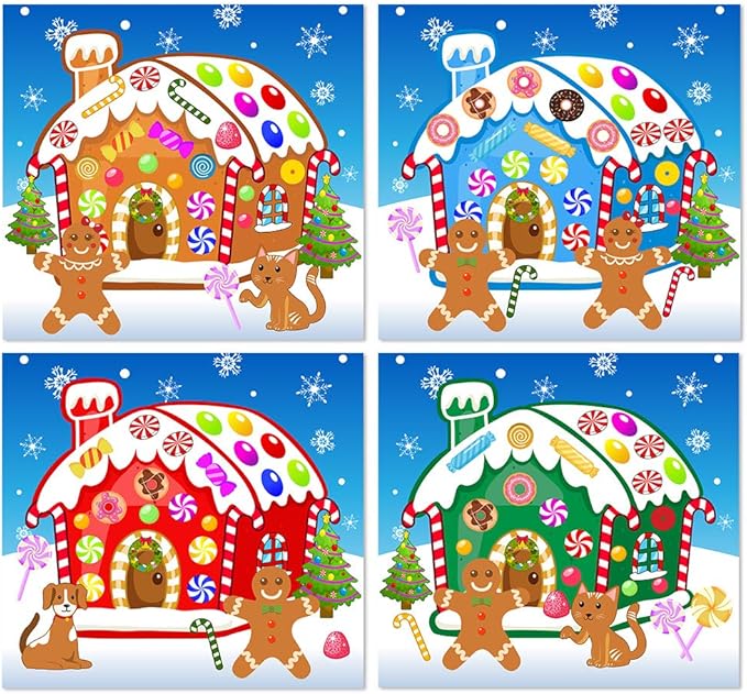 Make-A-Gingerbread House Stickers Christmas Party Game/Craft/Activity/Favor/Supplies for kids16pcs