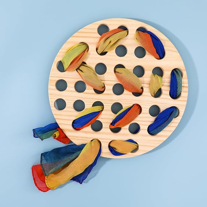 Montessori Lacing Silk Boards Natural Loose Parts Play Materials for Kids Weaving Board Toddler Wooden Lacing Toys Open Ended Play
