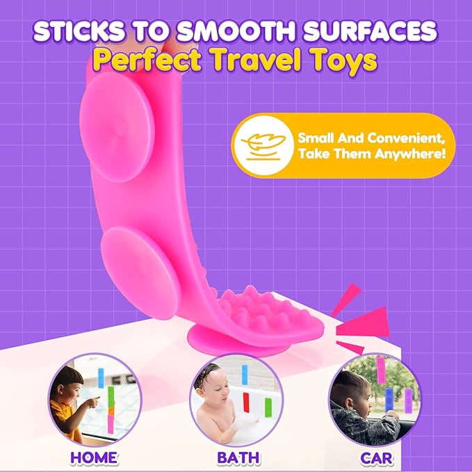 Sensory Fidget Toys Kids Adults: 24 Pack Textured Suction Toys for Autism Kids Calming - Sensory Stickers for Anxiety Relief - Fidget Strips for Classroom Desk - Gifts Christmas Stocking Stuffers