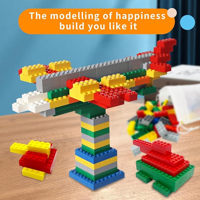 Building Bricks 121 Pieces 2x4 Multi-Color Building Block, Compatible with Classic Building Block, Creative Building Block Toys for Kids(Grey,Green,Red,Yellow,Blue)