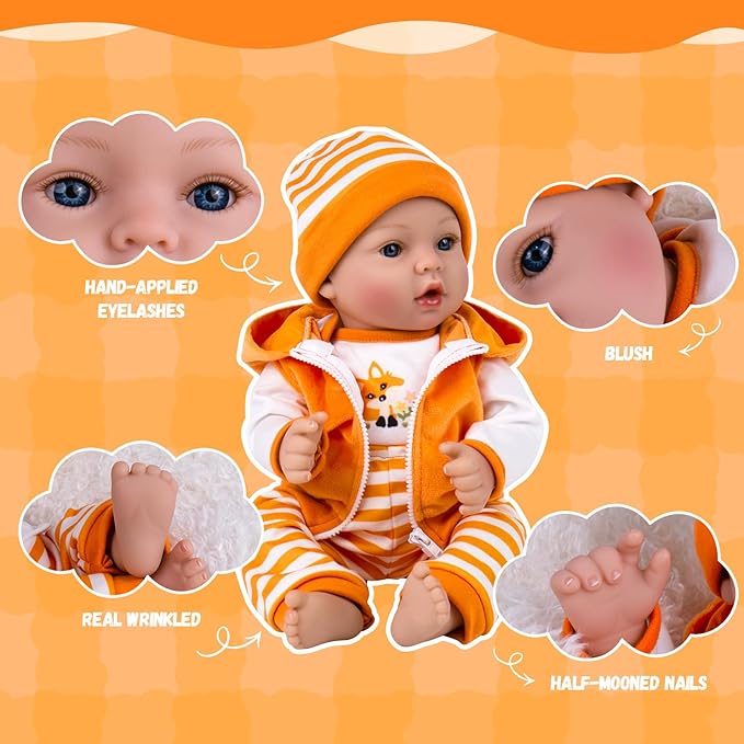 Aori Reborn Baby Dolls Lifelike 18-inch - Realistic Newborn Girl Doll That Look Real, Nice Gift Set for Kids, Parents-to-be, Grandparents