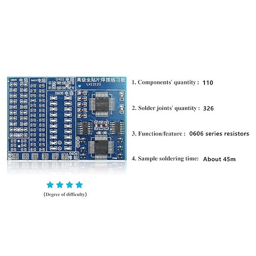 Soldering Practice Kit DIY Blue PCB 0606 Series Resistors SMD SMT Electronics Projects Soldering Kit Simple Welding Skills Learn Soldering Kit for Beginners (02L0804)