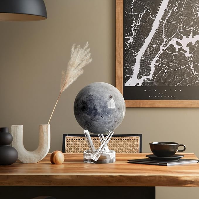 MOVA Moon Globe 4.5” | Rotating Lunar Globe Powered by Light | No Batteries Needed | Unique Desk Decor or Gift