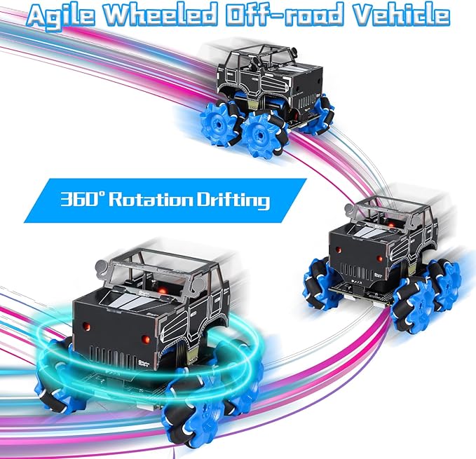 PEMENOL DIY Soldering Robot Car Kit for Teens Aged 15+, Mecanum Wheels 360° Omnidirectional Movement, Dual Remote & WiFi Control, STEM Electronics Project Present for Students & Hobbyists