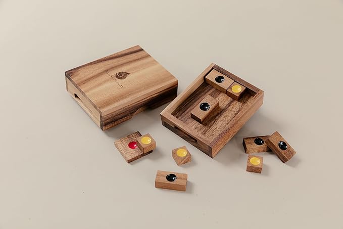 Setting Sun: STEM Sliding Block Puzzle AKA Huarong Dao or Klotski from SiamMandalay with SM Gift Box(Pictured) Improve Critical Logical Thinking with an Eco Friendly Handmade Educational Game