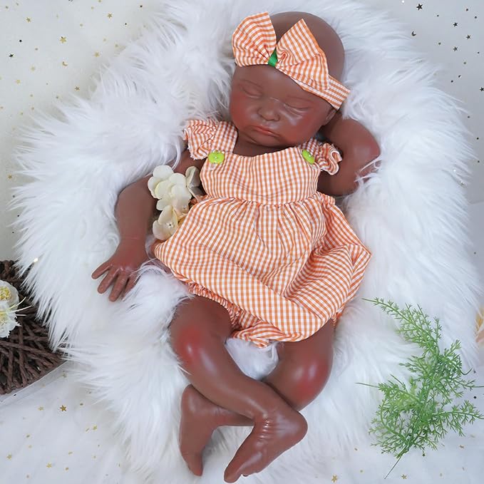 Reborn Baby Dolls Silicone Full Body 18.1in Weighted Real Life Closed-Eyes Girl Dolls Lifelike Newborn Baby Soft Body Flexible Limbs Not Vinyl