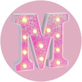 Foaky Pink Light up Letters，Pink Party Decorations,Girls Room Decor,Glitter Light Up Letters,Alphabet Letter Sign for Night Light Birthday Party Girls Gifts, Home Bar Decoration（M）