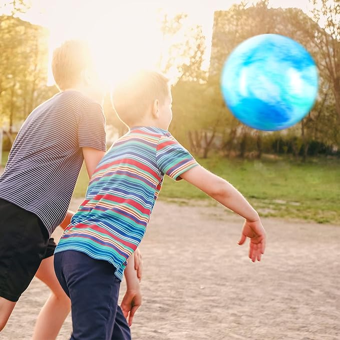 Deekin 2 Pcs 15 Inch 18 Inch Marbleized Bouncy Balls Large Inflatable Rubber Sensory Ball for Playground Outdoor Water(15 Inches,Blue and Green)