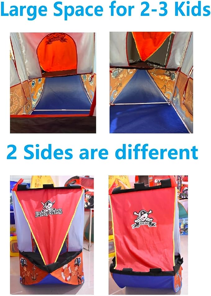 Upgrade Kids Play Tent Pirate Ship Playhouse for Toddler Indoor Outdoor Tents with Pirate Toys Gift for Boys Girls 66x53 Inch