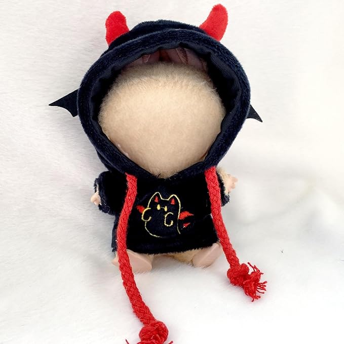 Halloween 17cm Doll Clothes Set(No Doll), Hat & Overalls Set for 17cm Labubu Suit, Cute Cloth for Dress up Unique Style Dolls Outfit Stylish Clothes for Labubu (Bat Sweatshirt)