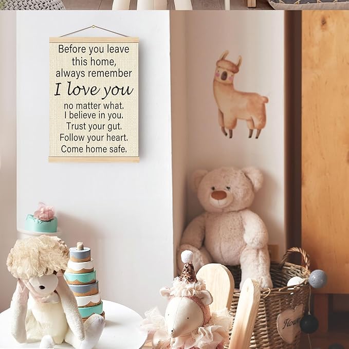 Boat Wades Inspirational Family Poster Hanger Frame For Home,Family Room Decor,Before You Leave This Home Sign Wooden Poster Hangers 12x16 Inch,Love You Bye Sign Wall Art Decor