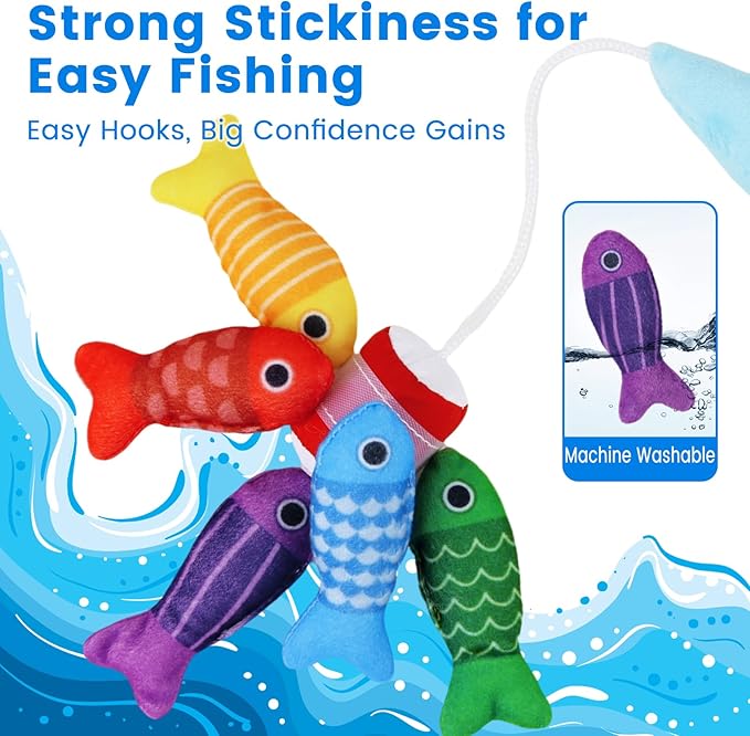 Montessori Toys for 1 Year Old Boy Girl - Toddler Toys Cloth Fishing Game with Stacking Cups - Sorting Learning Baby Toy 12-18 Months One Year Old Boys Girls First Birthday Gifts for 1 2 Year Old