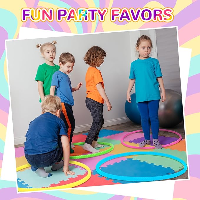Sratte 8 Pcs Color Hoop Detachable Adjustable Hoop Exercise Ring Plastic Toys for Teens Games Gymnastics Dog Agility Equipment Party Decor, 4 Colors