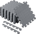 Shihanee 16 Pcs Foam Floor Baby Tiles 11.81 x 11.81 inches Foam Floor Mats Play Mats Bulk with Borders Interlocking for Kids Baby Playroom Nursery Gym（Gray）