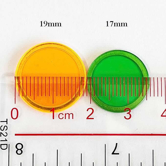 SEETOOOGAMES Magnetic Bingo Chips Counters - 300 Pieces Transparent Counting Game Chips - Clear Plastic Math Markers for Classroom - 19mm Mixed Color