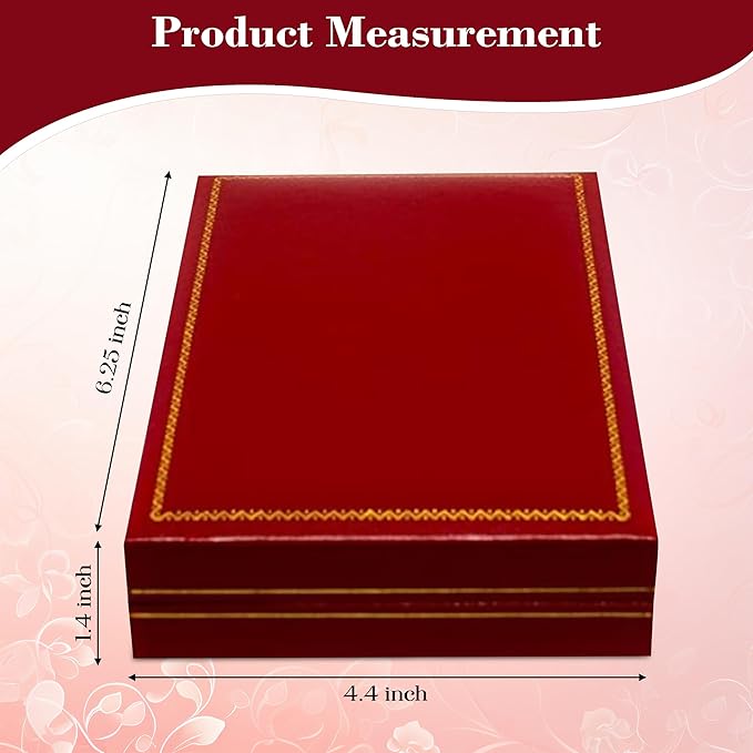 Novel Box Red Jewelry Box for Necklace 4.4x6.25x1.4 Inch - Faux Leatherette Jewelry Display Gift Boxes - Soft Velvet Interior Necklace/Pendant Storage Cases for Proposal Engagement Wedding Birthday