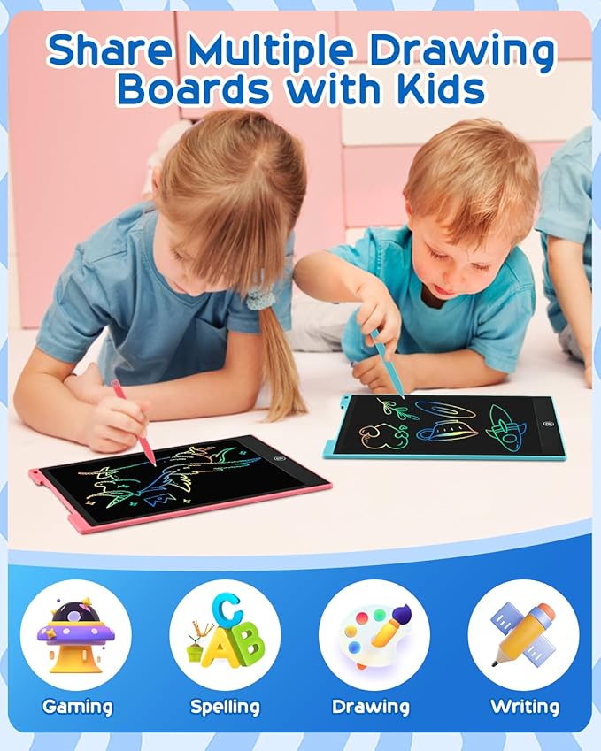 cimetech 2 Pack LCD Writing Tablet for Kids, 12 Inch Toddler Toys for 3-8 Year Old Girls Boys, Doodle Board Drawing Pad Travel Essentials, Educational Toys Birthday Gift for Children