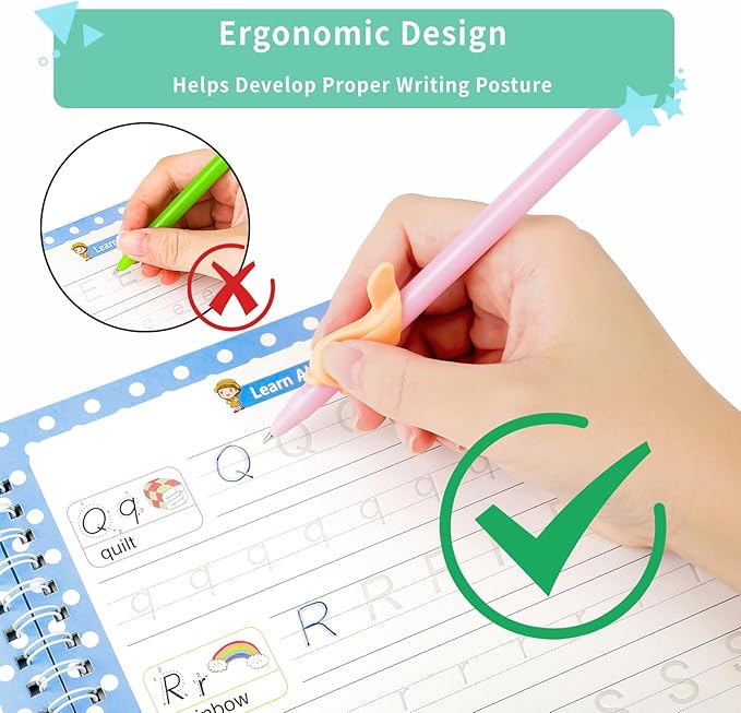 Premium Grooved Handwriting Practice Kit for Kids, Children's Magic Practice Copybook for Writing Practice, Groove Calligraphy Workbooks Tracing Books for Preschool, Homeschool (30 Refills)