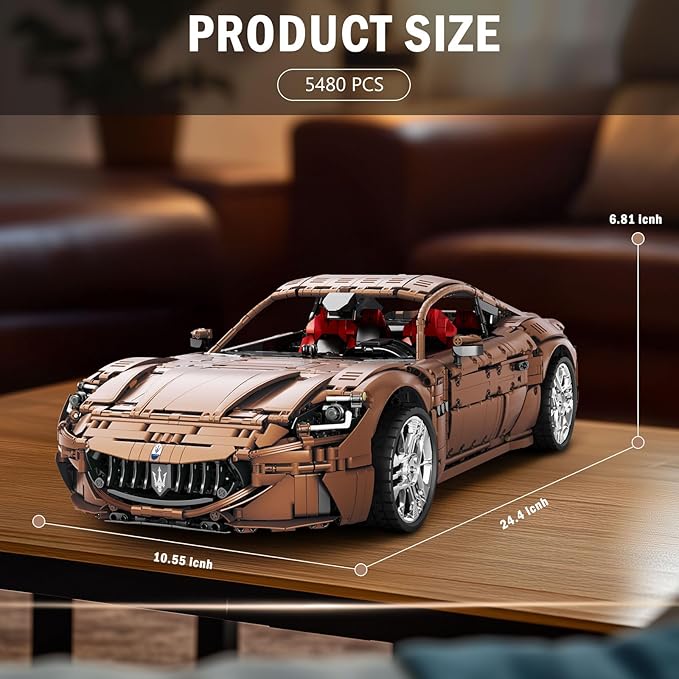 Reobrix Sports Car Building Blocks Set for Adults, Remote Control 1:8 Racing Car Vehicle Toy Model Building Kit for Kids, 11009, Creative Gifts for Boys Girls Adults 14+ (5480PCS)