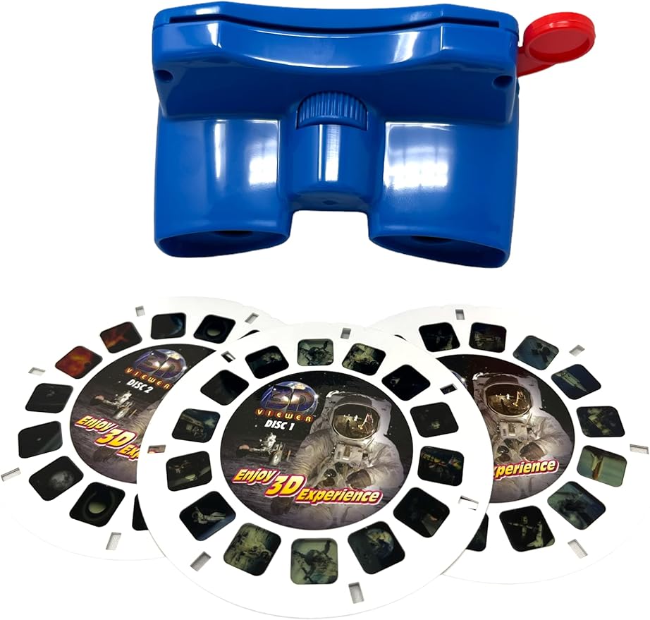 WARM FUZZY Toys 3D Viewfinder (Space) - Viewfinder for Kids & Adults, Classic Toys, Slide Viewer, 3D Reel Viewer, Retro, Vintage Toys with 3 Reels - Contains 21 High Definition 3D Images