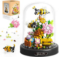 QLT QIAOLETONG Flower Bouquet Building Sets, 588 PCS Animals Flowers Botanical Collection Mini Bricks Building Blocks Toy for Adults, Valentine's Day for Her Mom Women Wife Girlfriend (Bee)