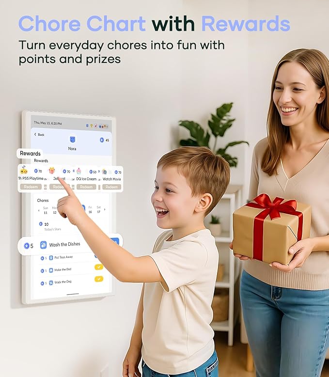 Cozyla Mate Digital Calendar+ 2: 24 Inch Wall Touch Screen Chore Chart Customize Dashboard Smart Electronic Calendar for Family Schedules Meal Planner Supports All Google Play Apps Wall Mount White