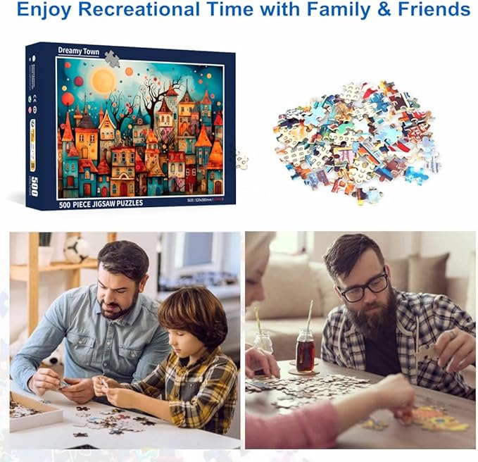 500 Piece Puzzles for Adults Dreamy Towns 20.5 x 15 Inch 500 Piece Jigsaw Puzzles for Kids Adults Puzzles 500 Pieces for Adults Holiday Educational Challenge Toy