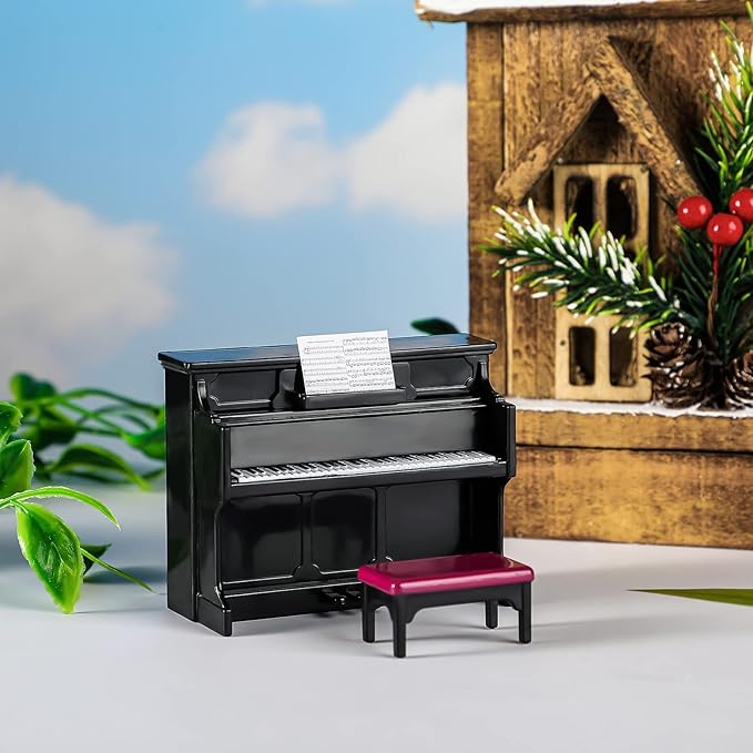 Civaner 24 Pcs Dollhouse Musical Instruments Christmas Miniature Violin Piano Trumpet Saxophone Electric Guitar Tiny Instruments Set for Xmas Party Gift Mini House Musical Room Succulent Garden