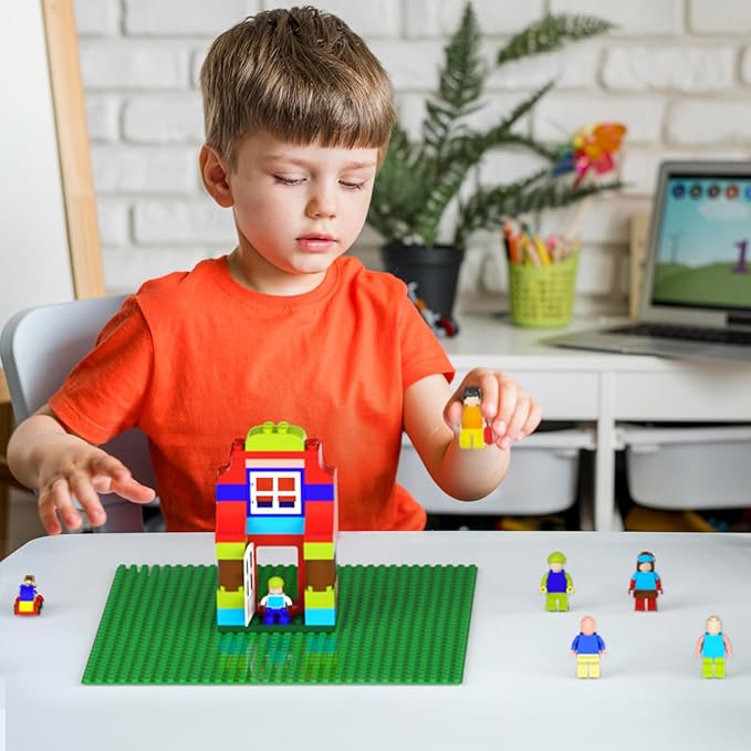 Classic Green Baseplates, 32x32 Studs Square Base Plates for Play or Display Bricks Creations, Compatible with Classic Legos, 10" x 10", Pack of 2, Perfect for Grass or Nature Landscapes