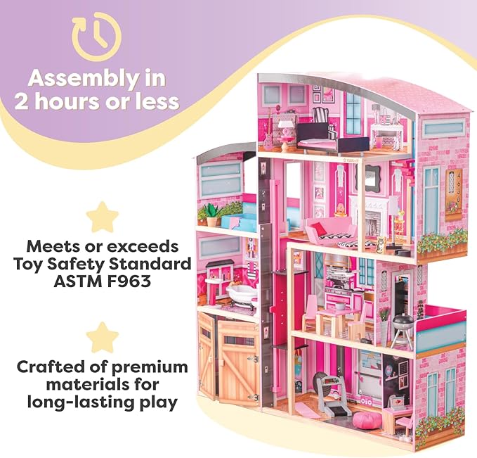 KidKraft Wooden Dollhouse Shimmer Mansion for 12" Dolls
