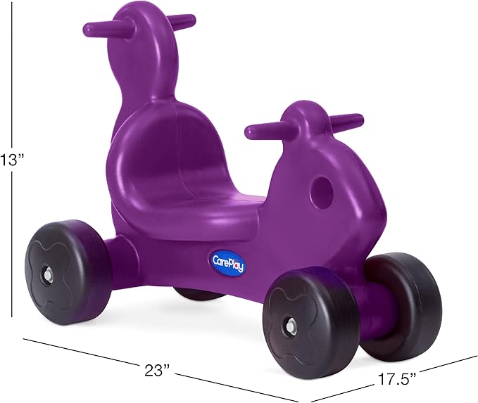 CarePlay 2-in-1 Squirrel Push & Ride-on Toy, Indoor & Outdoor Use, Made in The USA, Durable Construction, 4-Pack Blue, Red, Green, & Purple