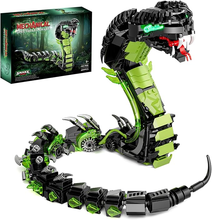 Mechanical Snake Building Kit, 689 PCS Technic Cobra Robot with Movable Joints, STEM Construction Toy for Kids Ages 8+, Educational Brick Model, Creative Gift for Boys and Girls