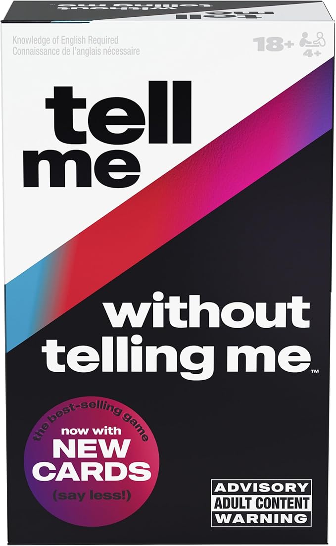 Spin Master Games, Tell Me Without Telling Me, 2025 Edition with New Cards, The Viral Adult Party Game for Bachelorette Parties, College, Friendsgiving, Adult Card Game, 4+ Players, for Ages 18 & Up