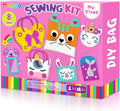MEGUO Sewing Kit for Kids,Beginner Arts and Crafts, 8 Easy DIY Handbag and Ornaments, Christmas Birthday Gifts Presents Toys for Girls 4-12, Learn to Sew/Embroidery,Parent-Child Interaction