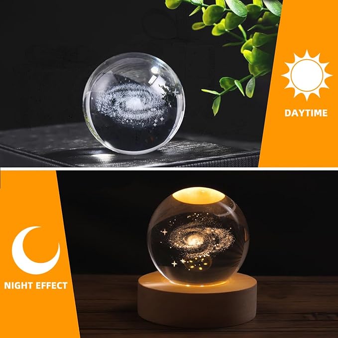 3D Earth Globe Crystal Ball, Laser Engraved Planet Model Astronomy Sphere Decor, 2.4" Paperweight Crystal Universe Gifts for Kids, Space Model Collectors
