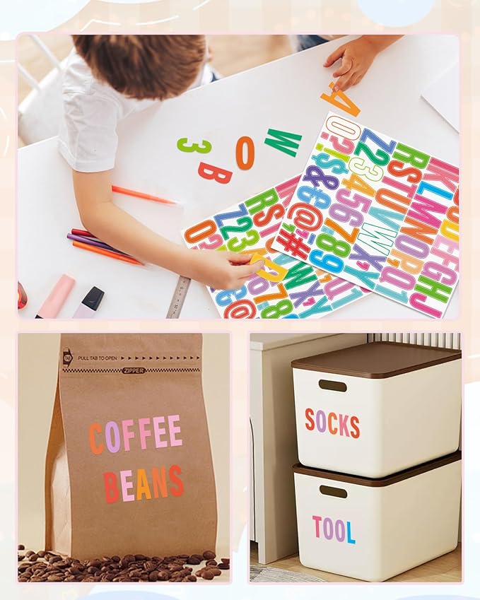 Uniclife 10 Sheets Letter Stickers, 500 Pcs Scrapbook Stickers, 2 Inch Vinyl Number Alphabet Sticker, Self-Adhesive Stick on Letters for Mailbox Bottles Crafts Posters Decor