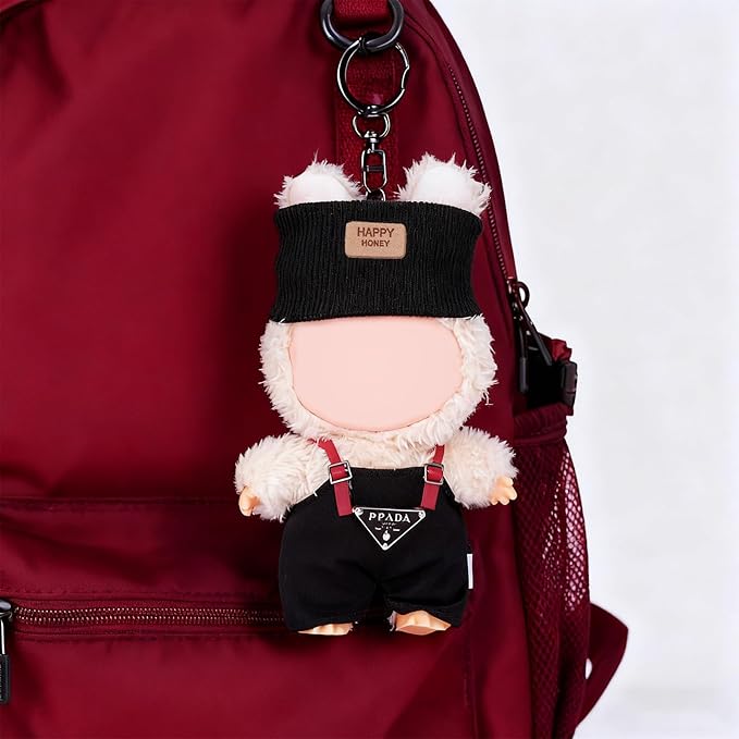 17cm Doll Clothes Set - Adorable Overalls & Hat Outfit for Fashion Dolls, Soft Cotton Cute Dress Up Accessories (Doll Not Included)