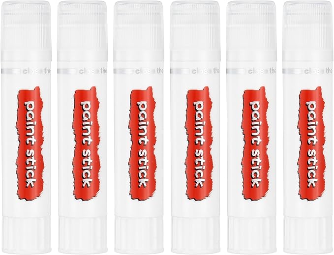 PATIKIL Tempera Paint Sticks, 6 Pcs Solid Tempera Paints Sticks Washable Bulk Markers Pen Quick Drying for Artists Beginners Art Supplies, White